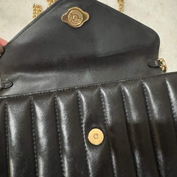 Coach Black Quilted Clutch with Gold Chain - Picture 3 of 6